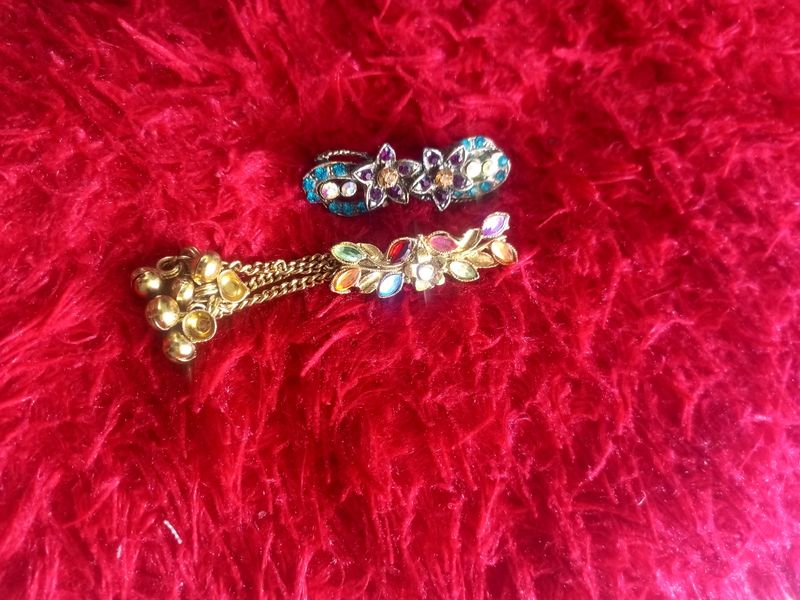 Combo GOLD OXIDISED SAREE CLIPS AND PIN