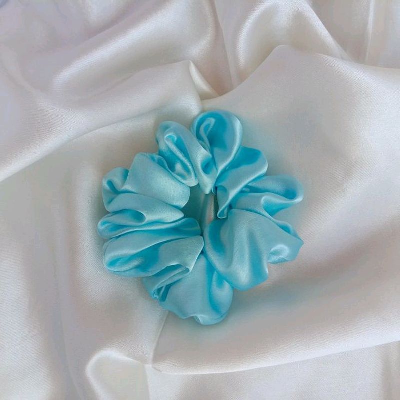 Aesthetic Blue Satin Scrunchies Combo