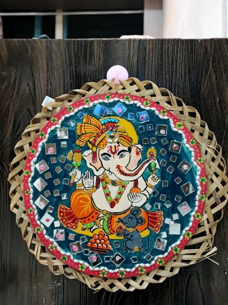 Ganpati Bappa Handmade Artwork With Mirrors