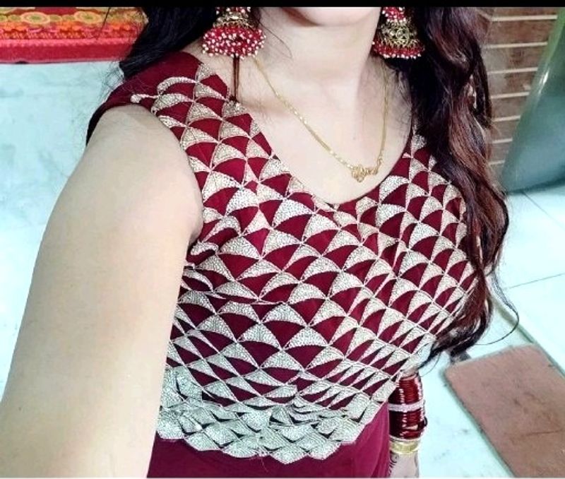 Karva Chauth Special Maroon Dress