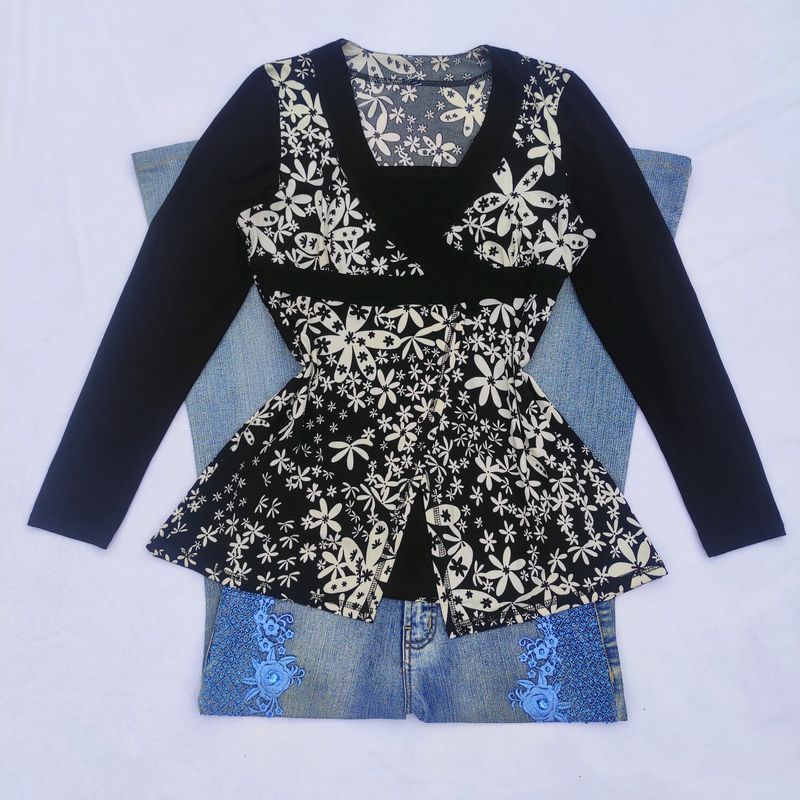 Black And White Wrap Y2K Top