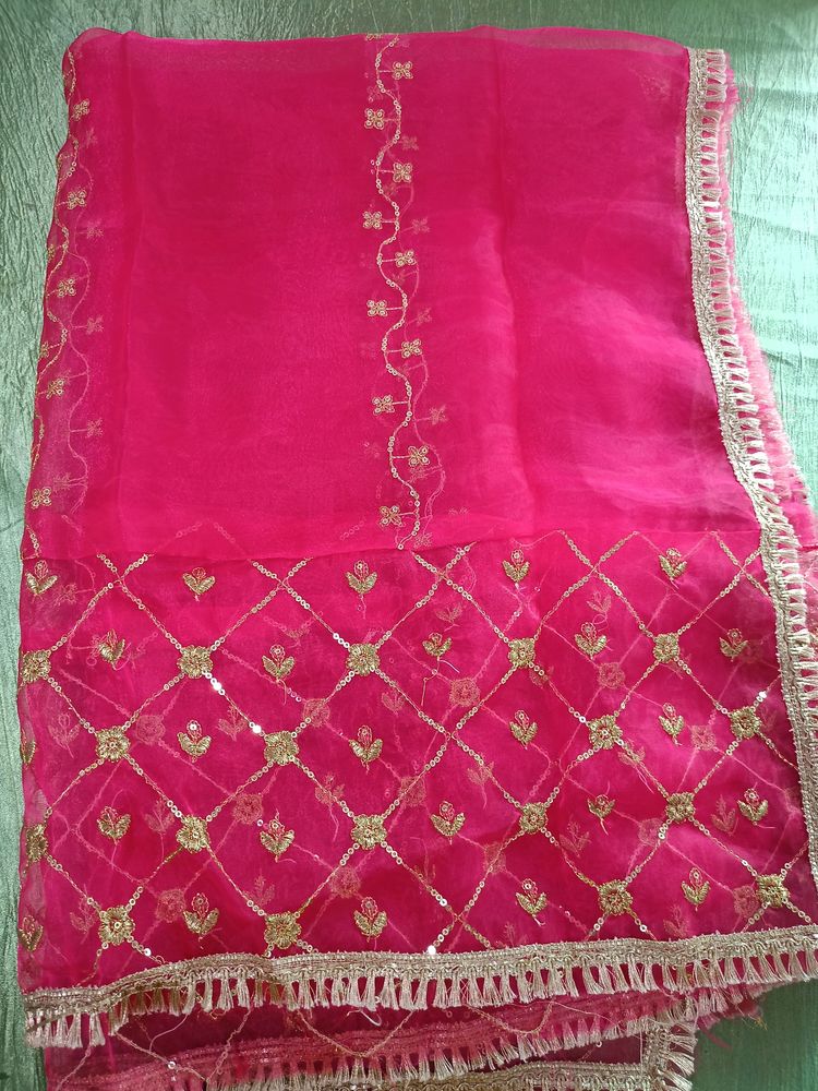 Beautiful Pink Organza Fabric Dupatta 💖💖💖