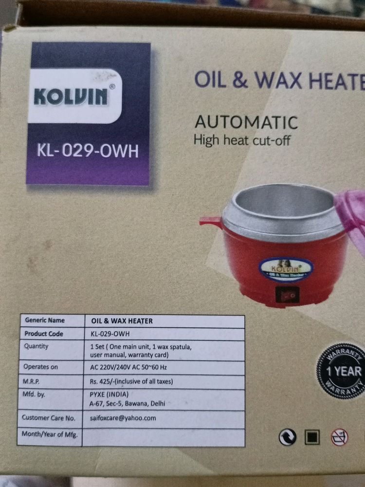 Kolvin Oil And Wax Heater Automatic High Heat Cut