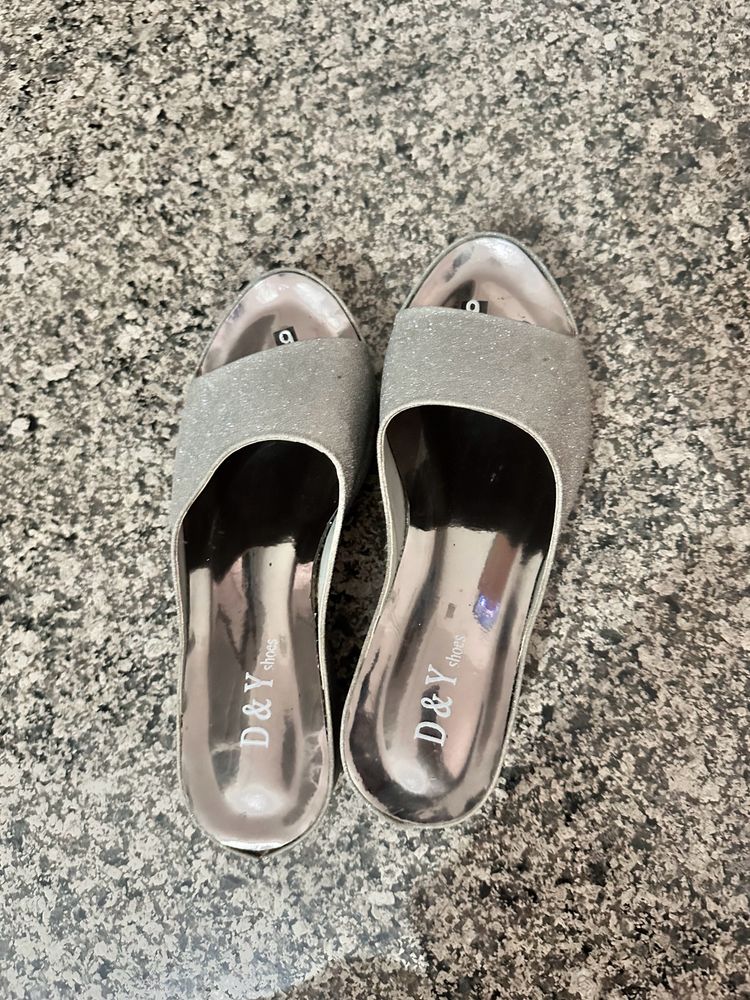 Silver Shimmey party heels