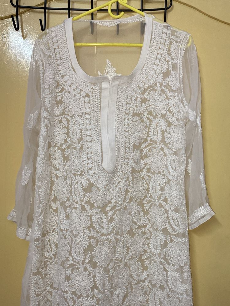 Premium White Georgette Chikankari Kurta