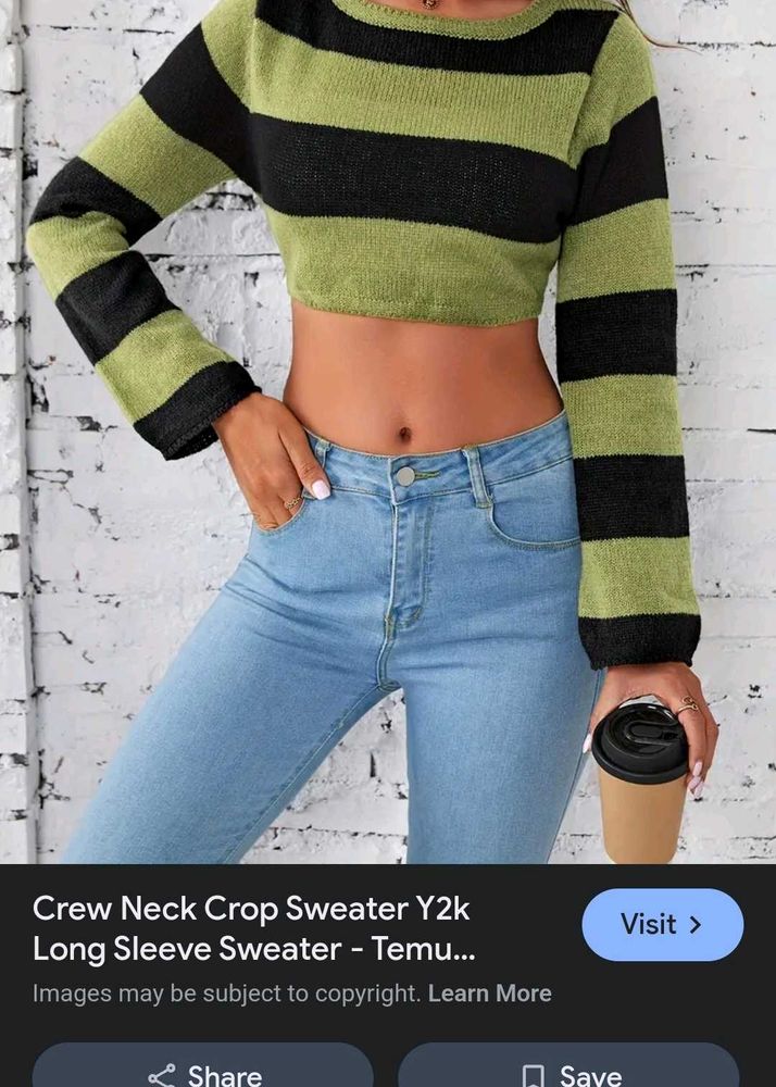 Crew Neck Crop Sweater Y2k Long Sleeve