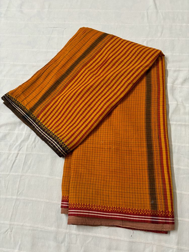 Checked Pure Cotton Saree