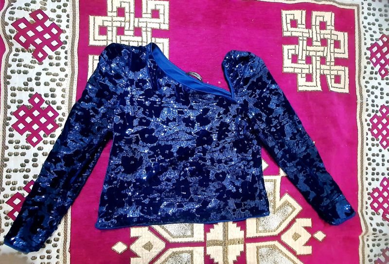 Women Velvet Sequin Top