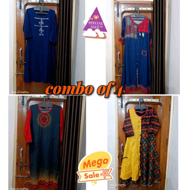 Combo Of 4 Kurties