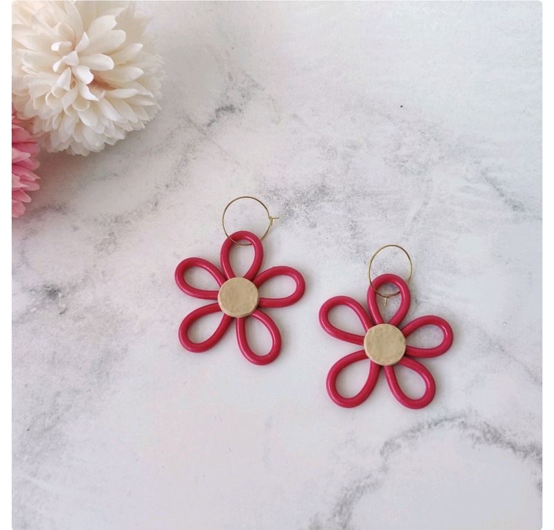 Pink Flower Eaarrings