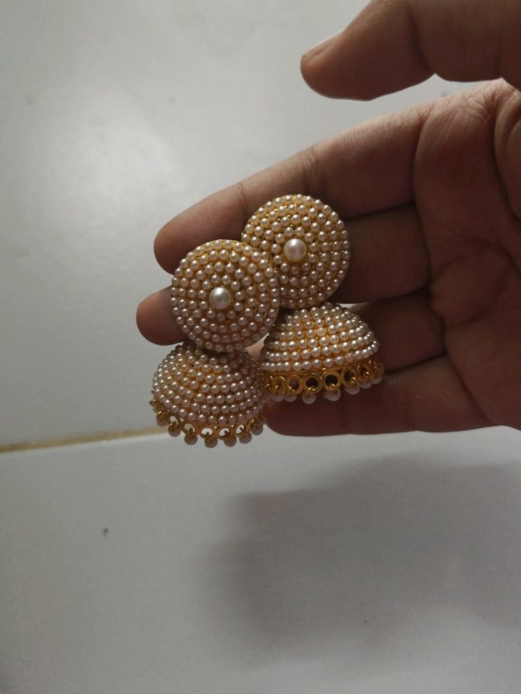 Pearls Golden Jhumka