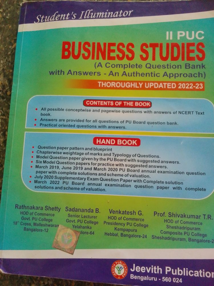 Class Second  Business Studies Question Bank