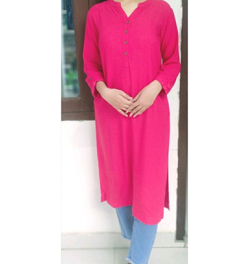 Trendy Women Full Sleve Kurti(S) , Colour: Cerise