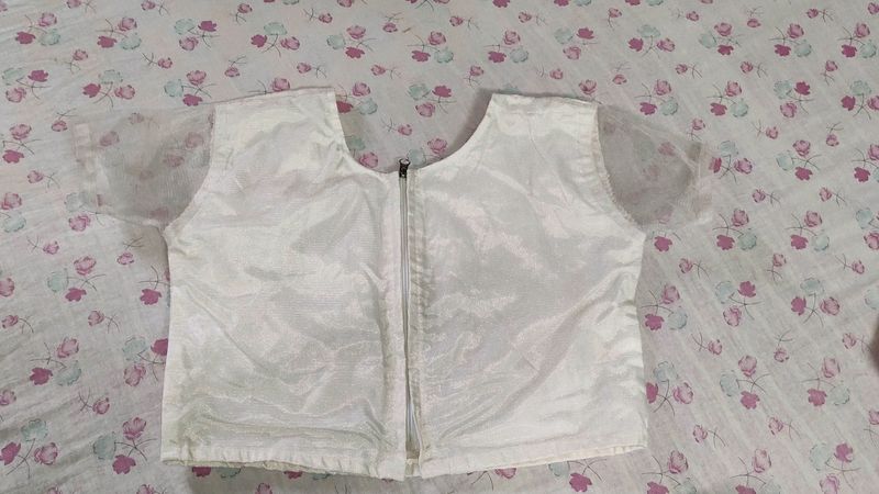 Round Neck 36 Bust Off White Blouse