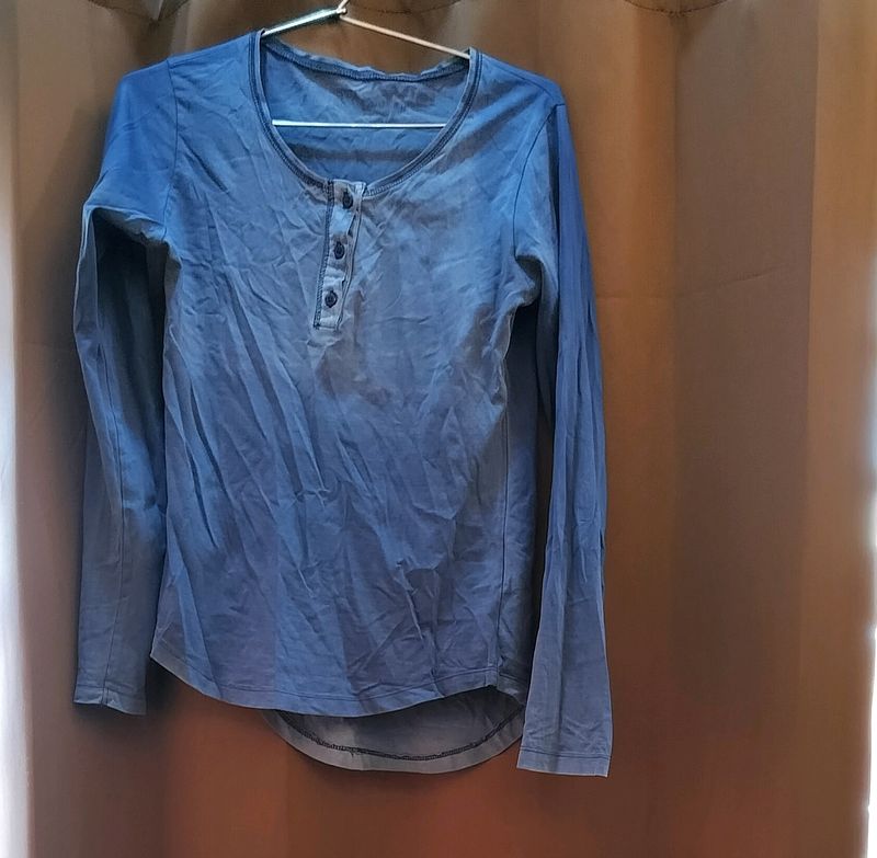 Blue Faded Full sleeve Top