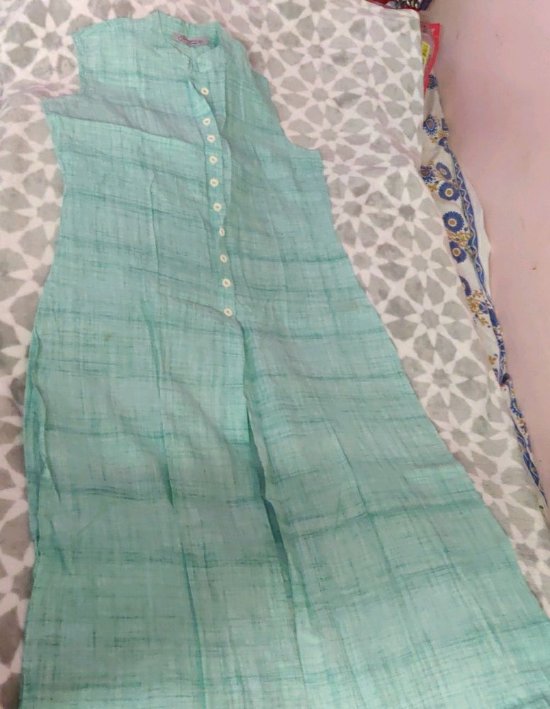 Kurti - Light Sea Green- Cool Cotton - Sleevless