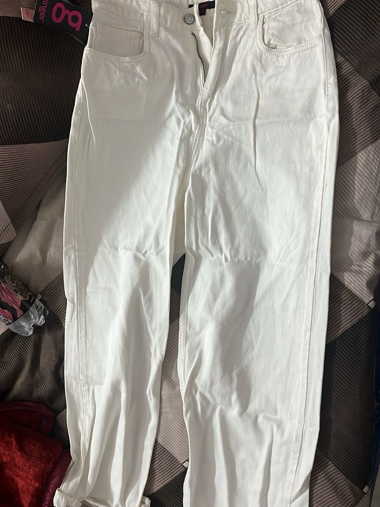 White Denim Jeans Wide Leg New