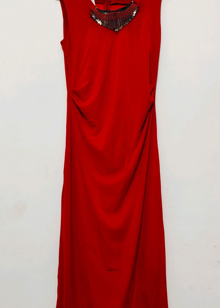 Side Slit Red Colour Dress