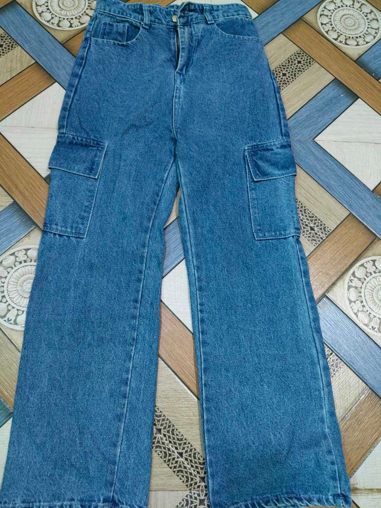 Denim Blue Cargo Jeans