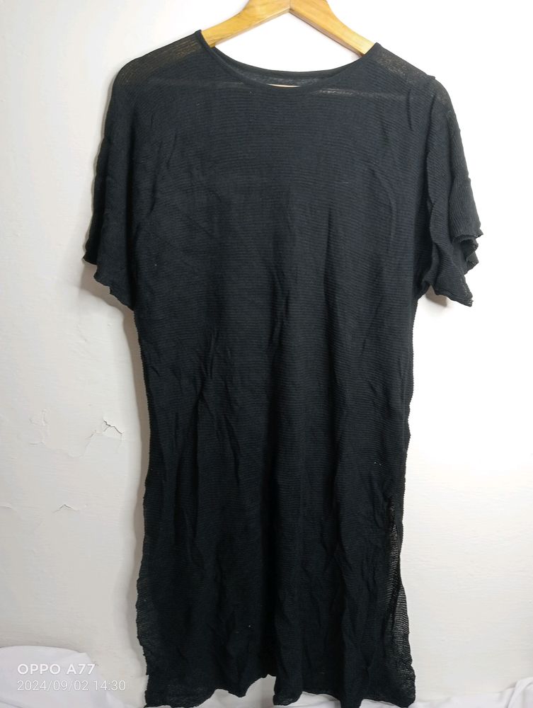 Black Casual Long Top (Girl' s)