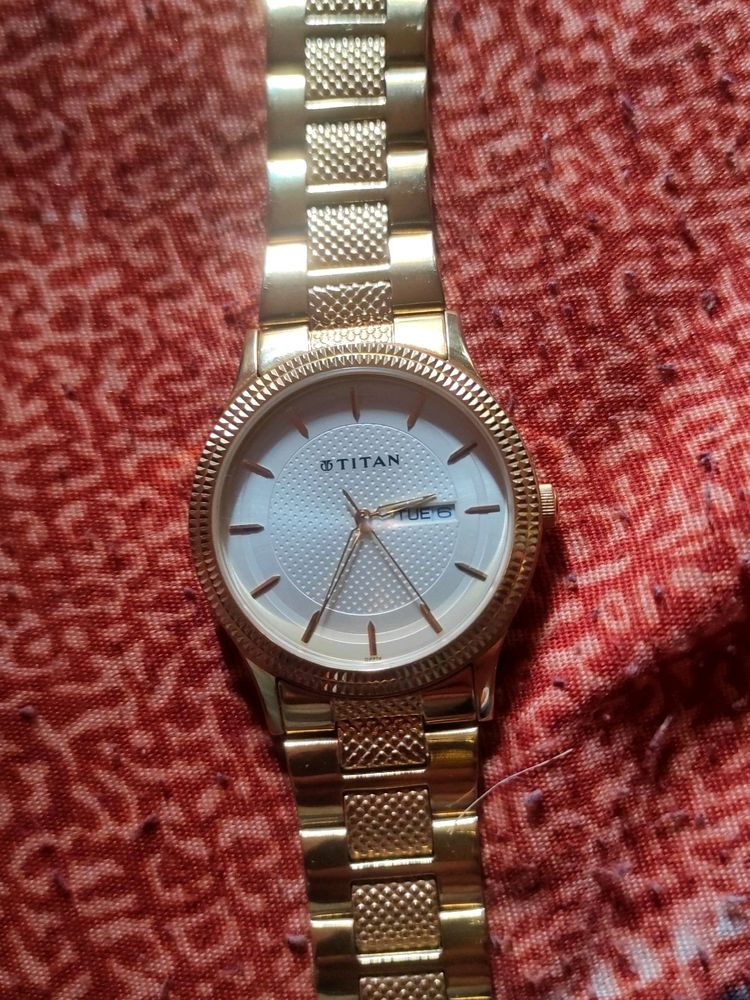 Titan Analog Watch Gold Case