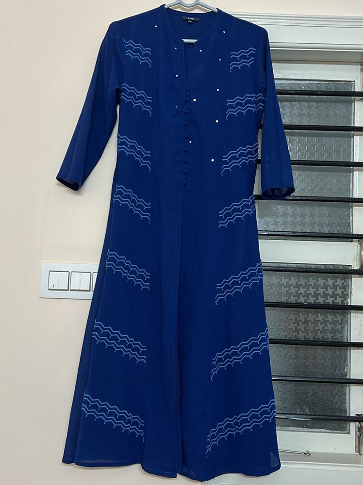 Blue Front Cut Aline Kurti