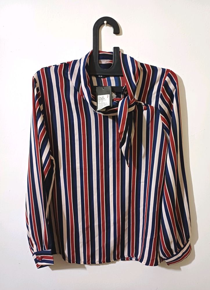 💥🆕️ XXL Striped Formal Shirt With Neck Tie