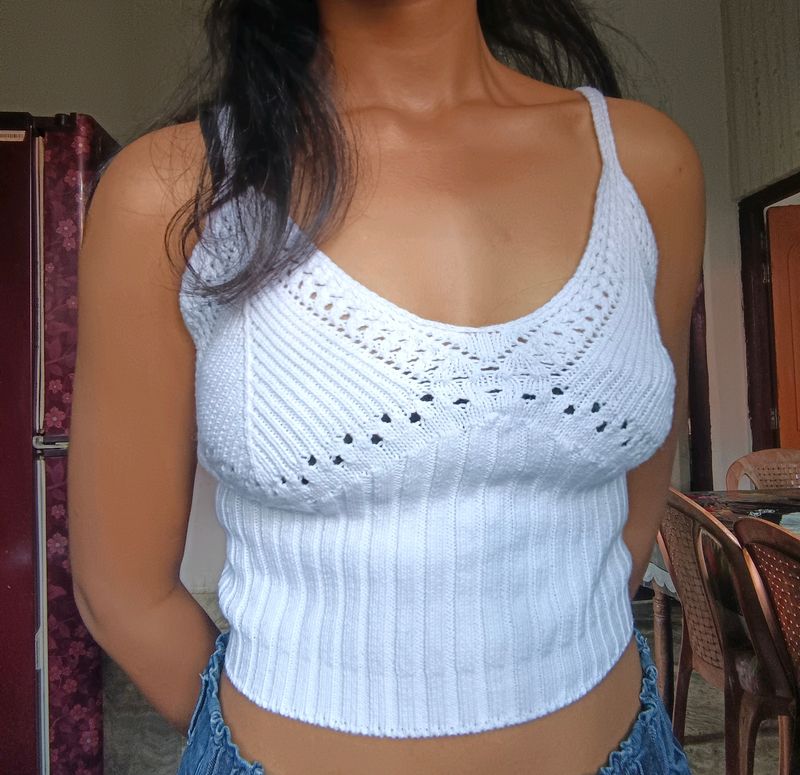 White Crochet Top