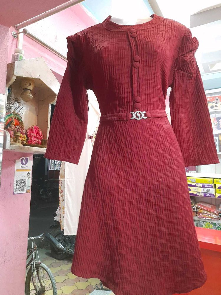 One Piece Maroon Dress