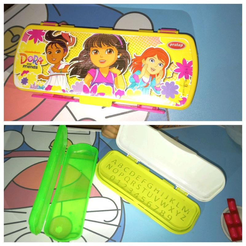 3 Pack Pencil Box Combo, ABC Camprtmnt Or Dora Pic