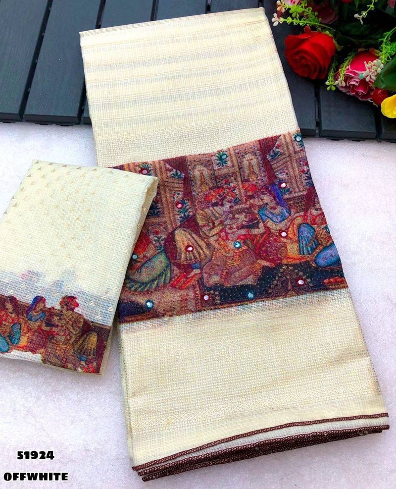 Soft Kota Check With Kalamkari Print Saree