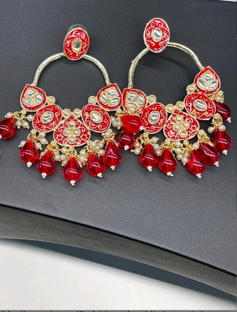 Chand Bali Maroon Earrings