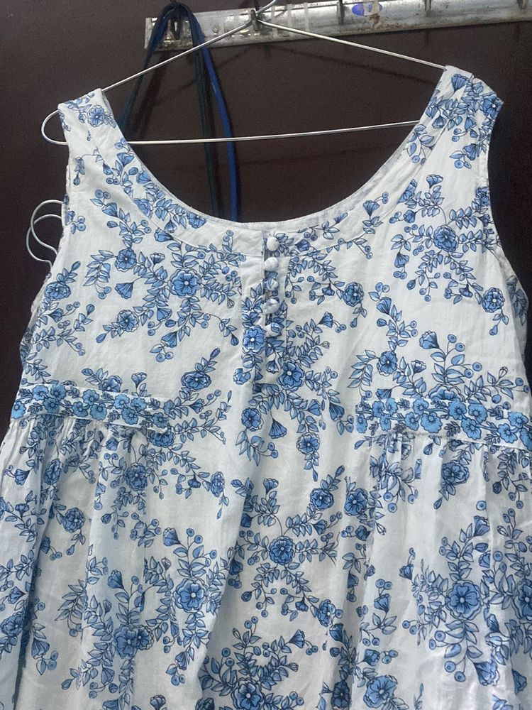 cotton blue dresss casual wear