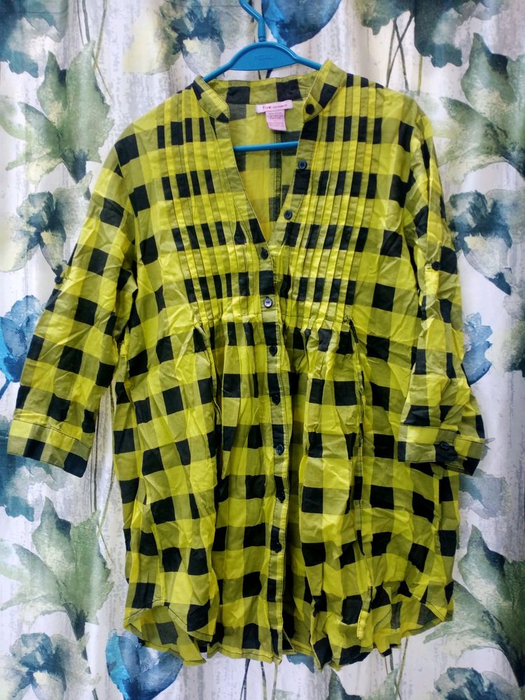 Black And Yellow Cotton Tunic Top