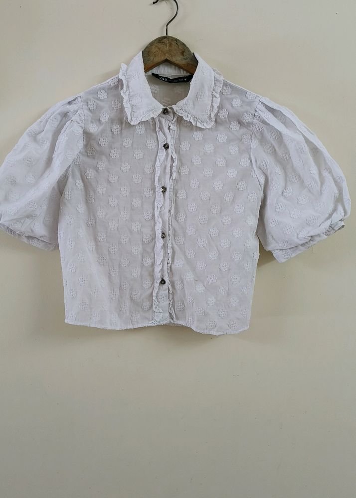 Zara White  Diamond Studded Shirt