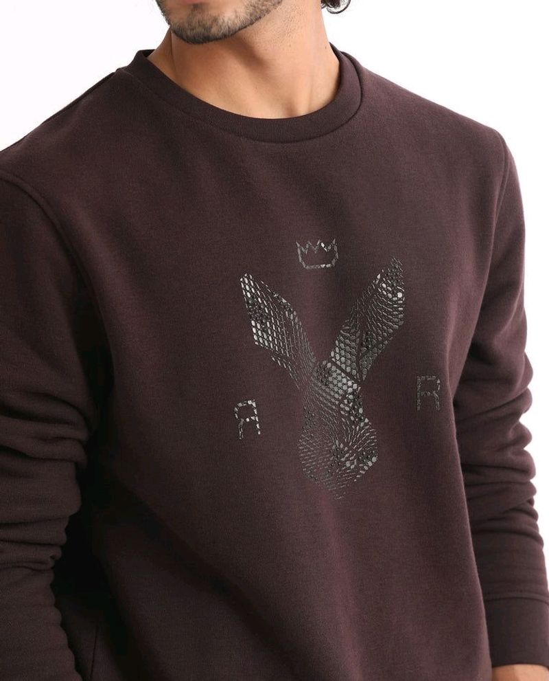 RARE RABBIT Men Voir Graphic Print Logo Sweatshirt