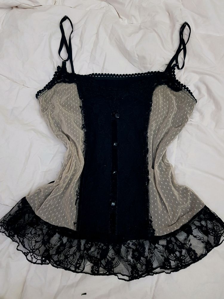 Gothic Lace Fitted Aesthetic Corset Top