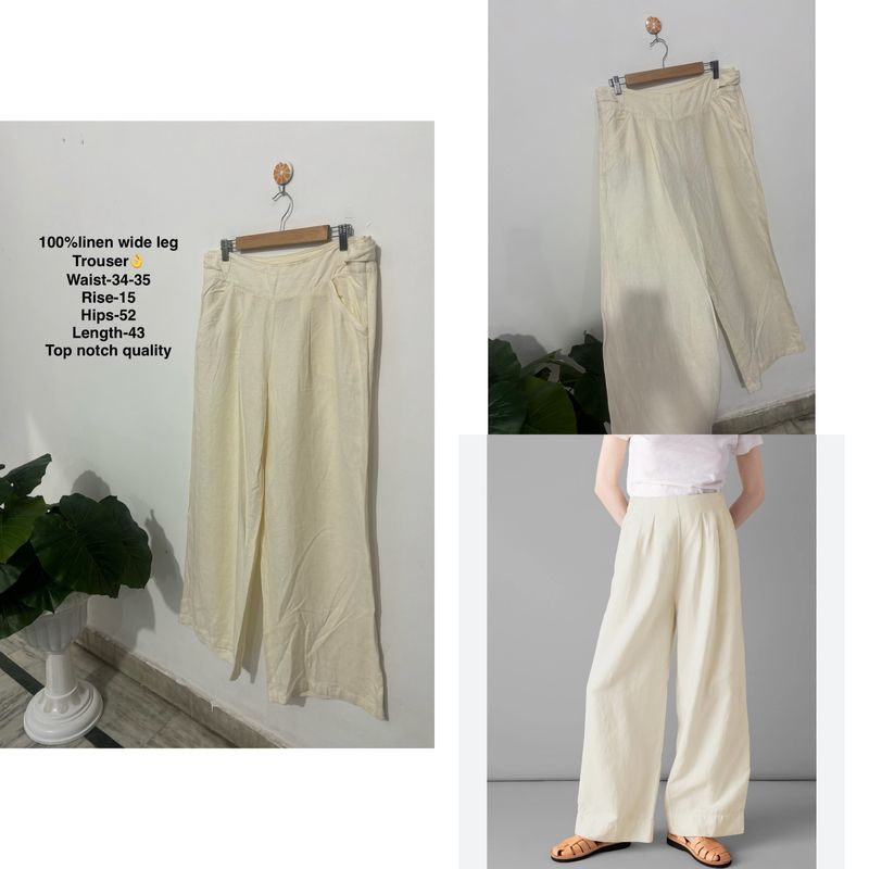 Wide Leg Linen Trouser