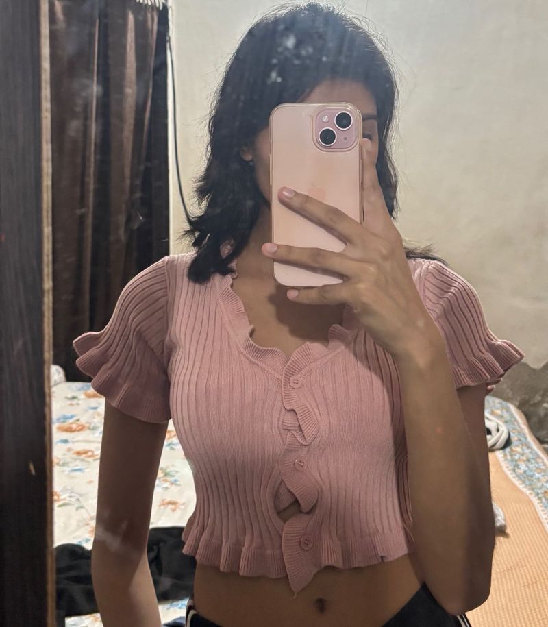 cute korean pink top for women