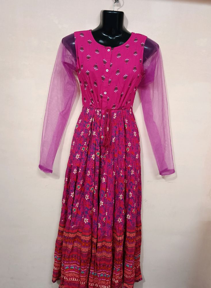 Women Floral Print Anarkali Dress