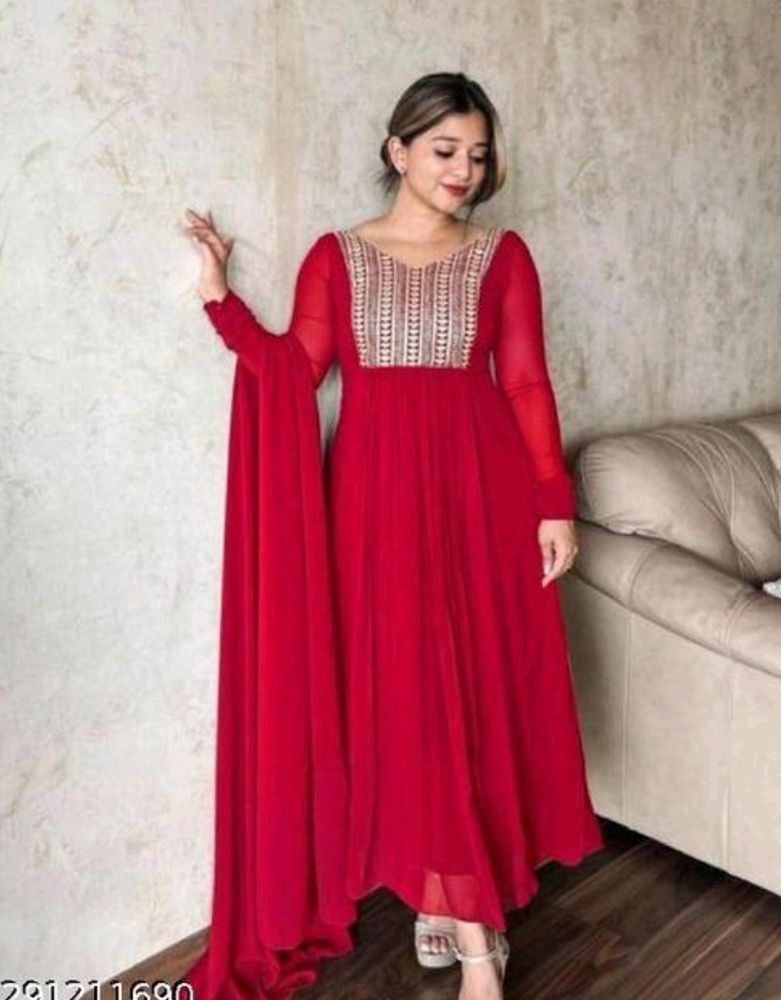 Red Gown With Duppta