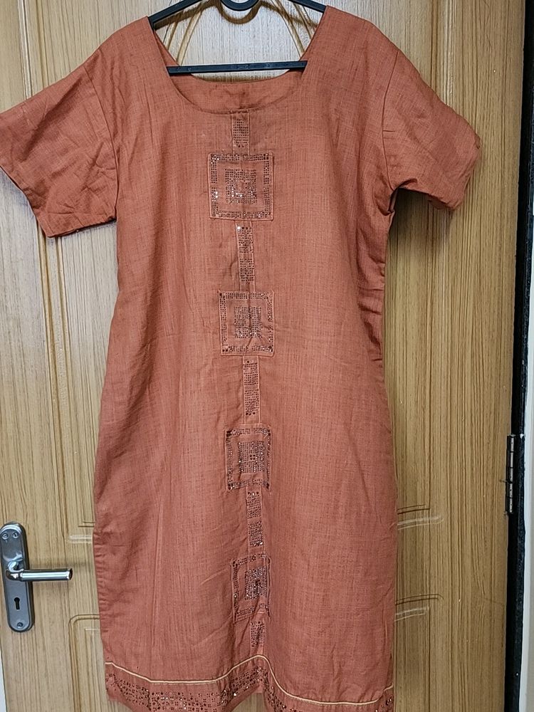 Orange Cotton Kurti