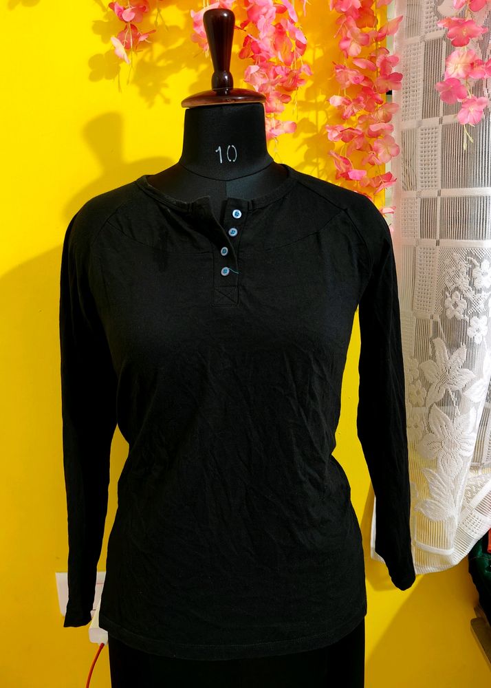 Black Shirt Round Neck Full Sleeves