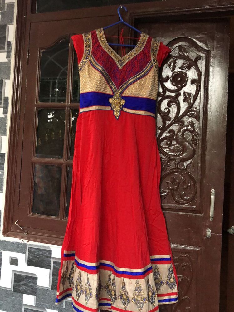 Blue And Red Kurti Set