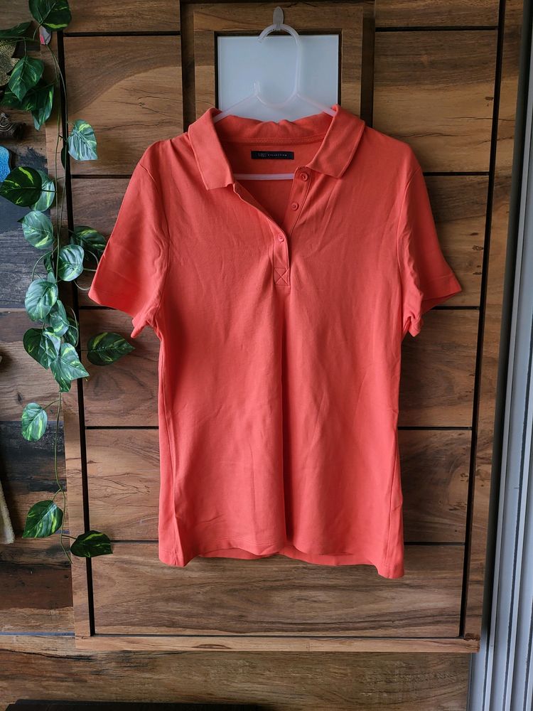 Marks And Spencer Collar Neck Tshirt Peach Colour