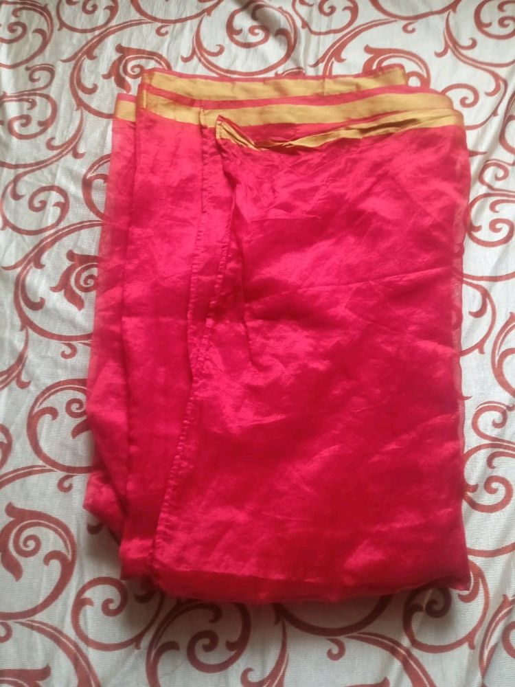 RedvSaree with Golden border