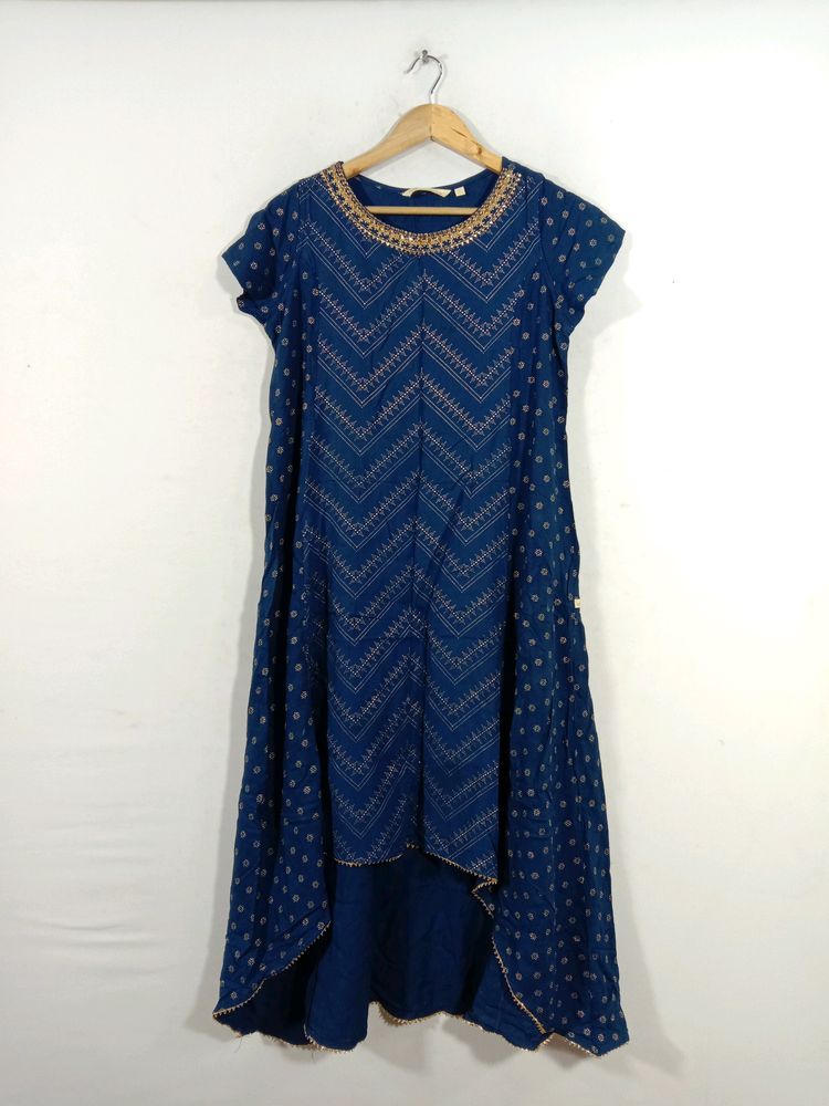 Blue And Golden Casual Kurta (Women's)