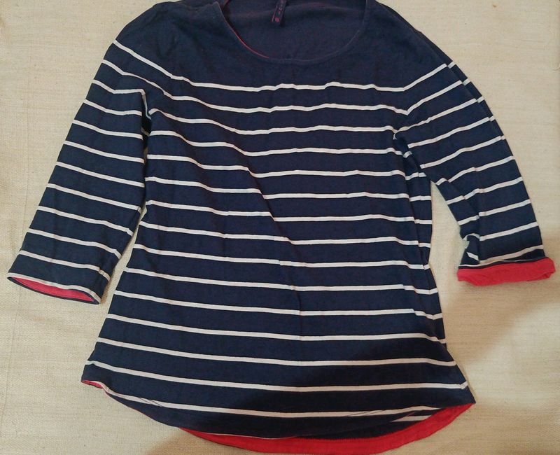 Kraus Blue & White Stripped Body T-shirt