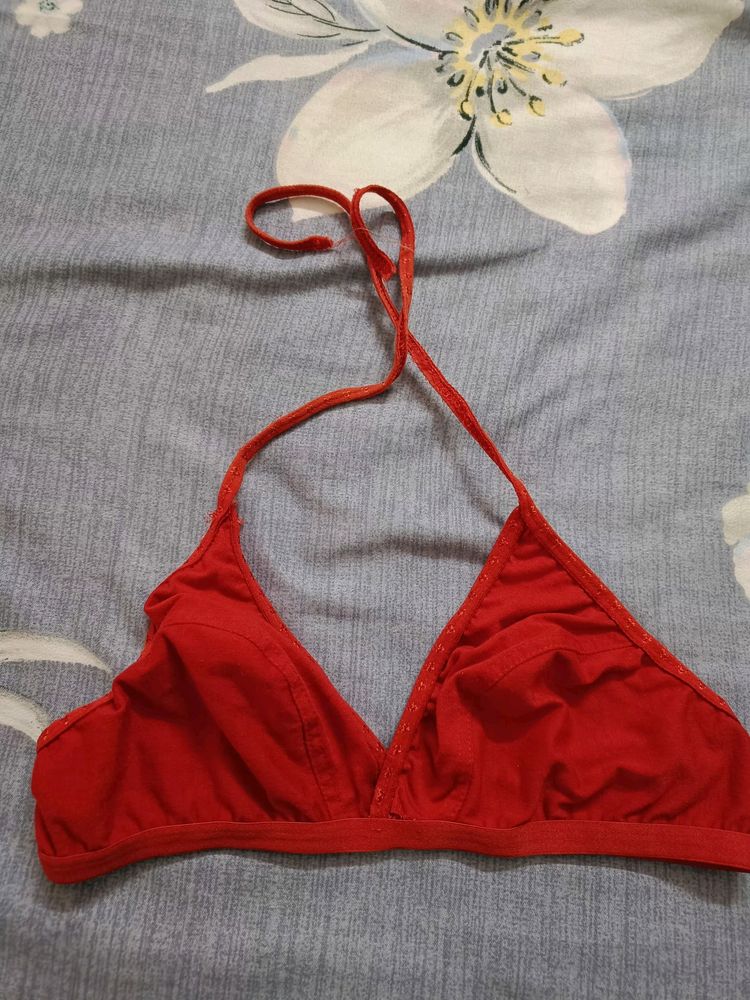 Red Tie Up Bra