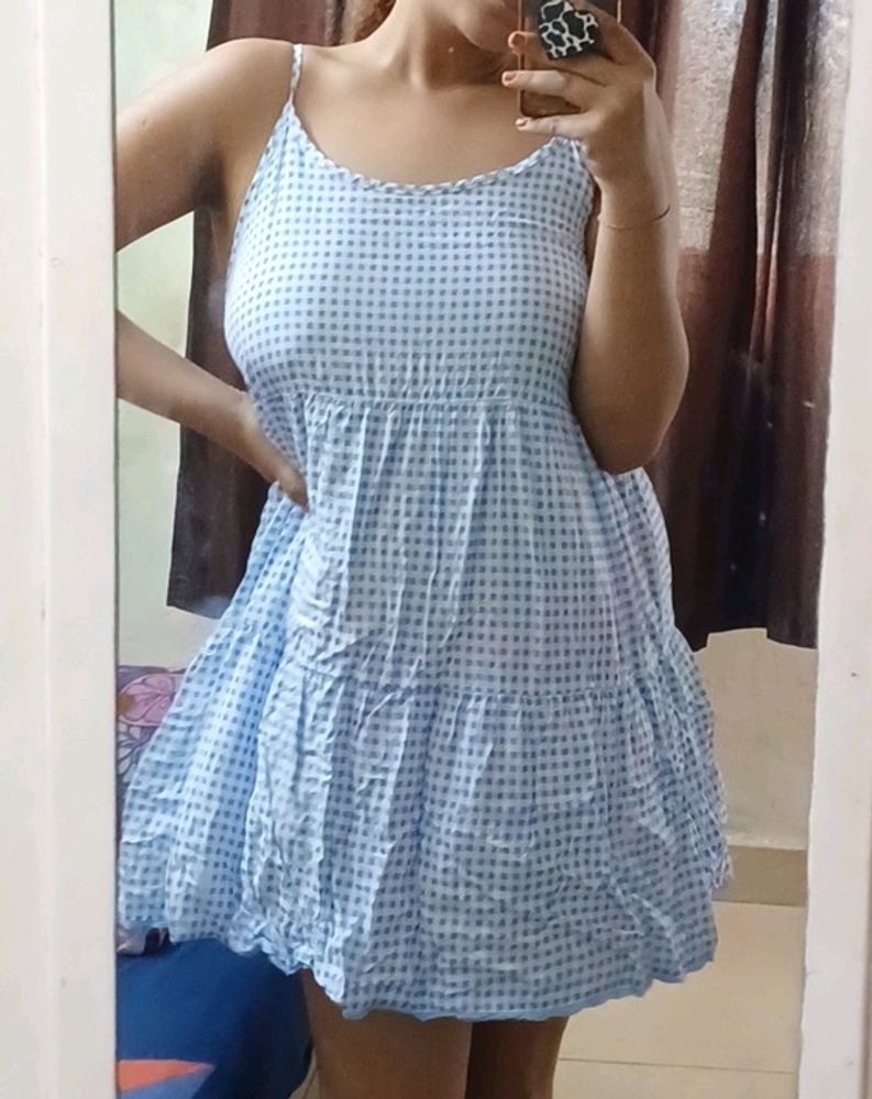 Blue White Checker Dress